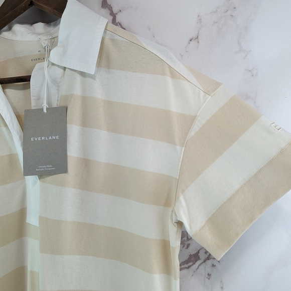 Everlane Dress Women Retro Jersey Polo Cotton Cashew Stripe Mini T Shirt - Picture 11 of 11